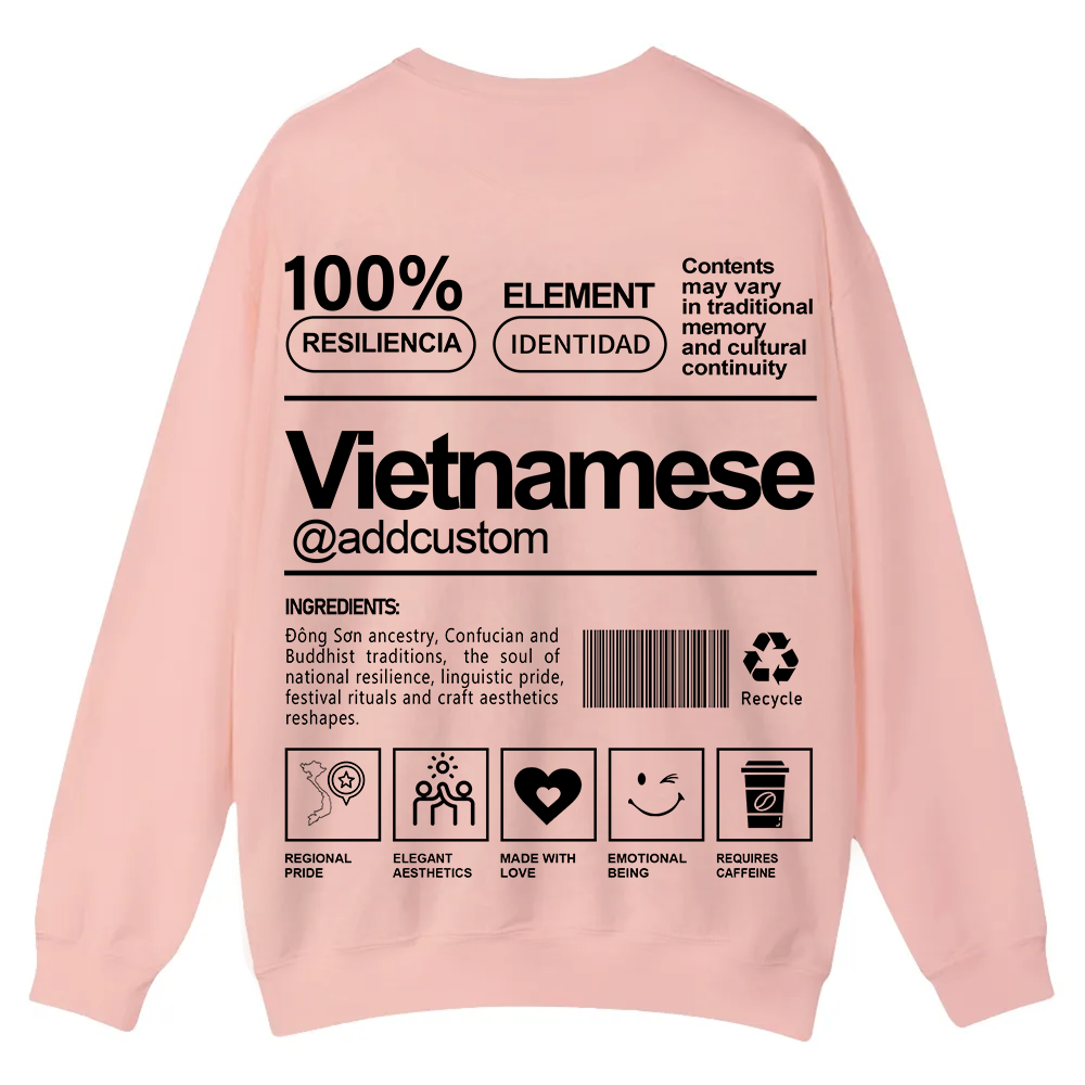 Vietnamese Addcustom Unisex Fit  Casual Crewneck Sweatshirt wearishow