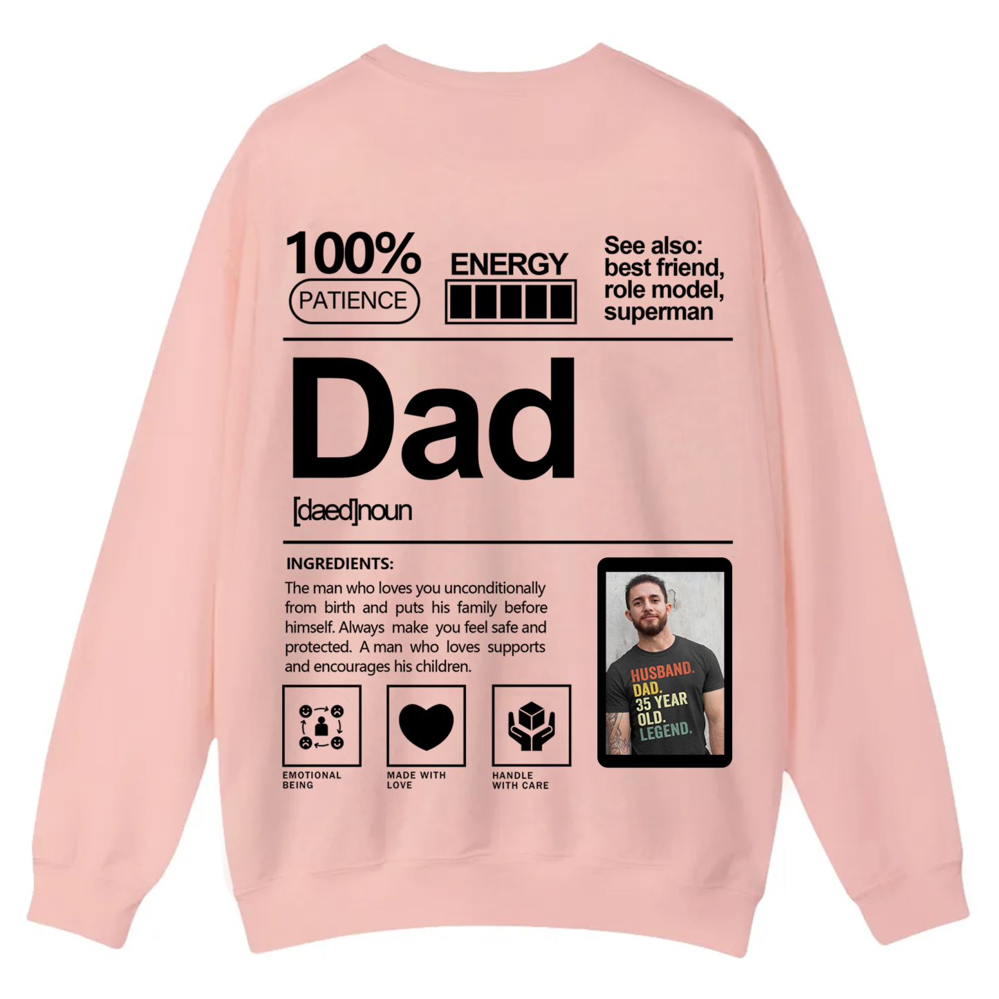 Addcustom  Photo Dad Casual Crewneck Sweatshirt