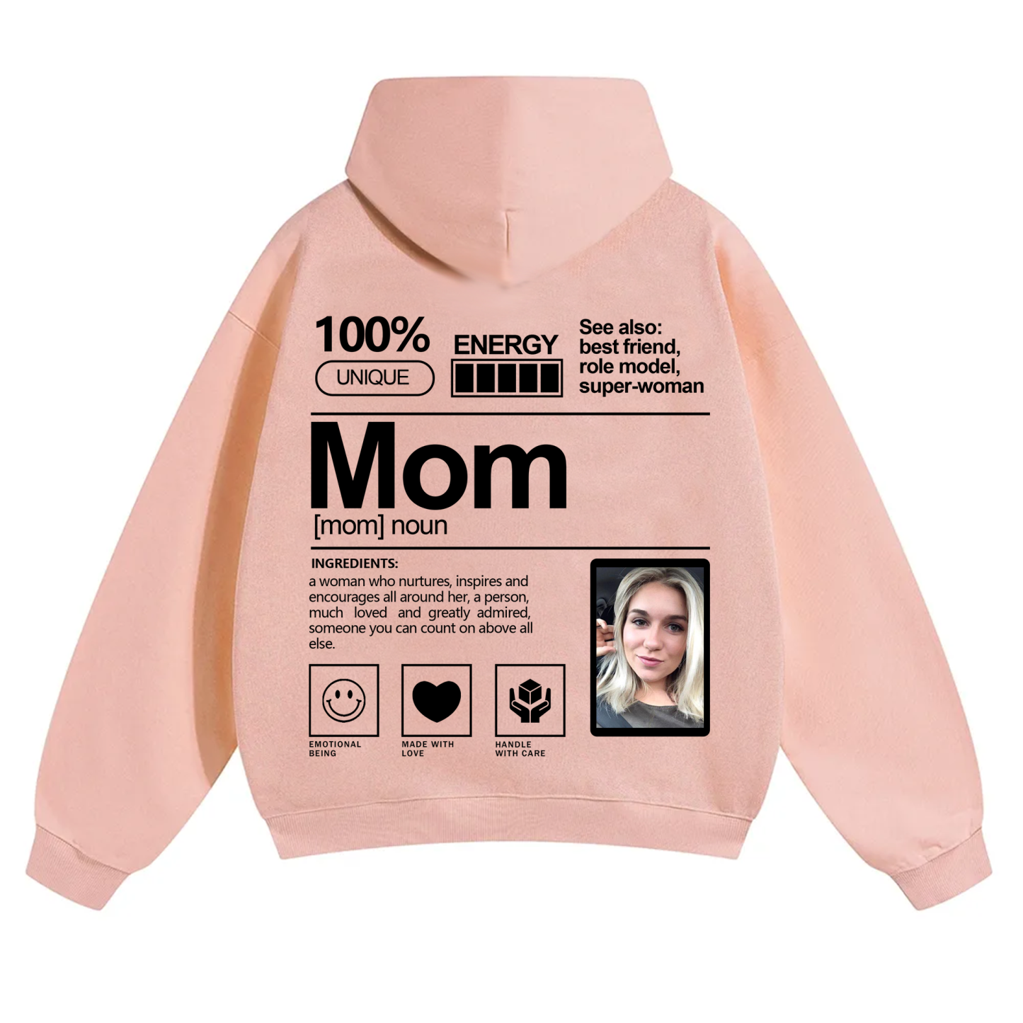 Addcustom Photo Mom Solid Color Hoodie