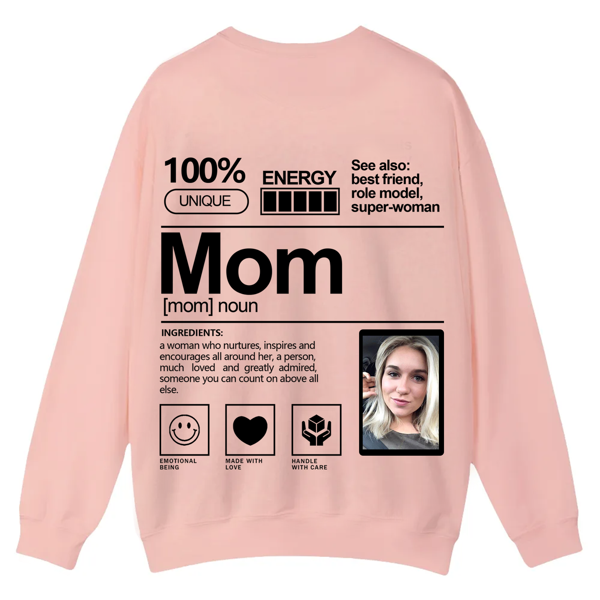 Addcustom  Photo Mom Casual Crewneck Sweatshirt