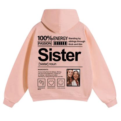 Addcustom Photo Sister Solid Color Hoodie