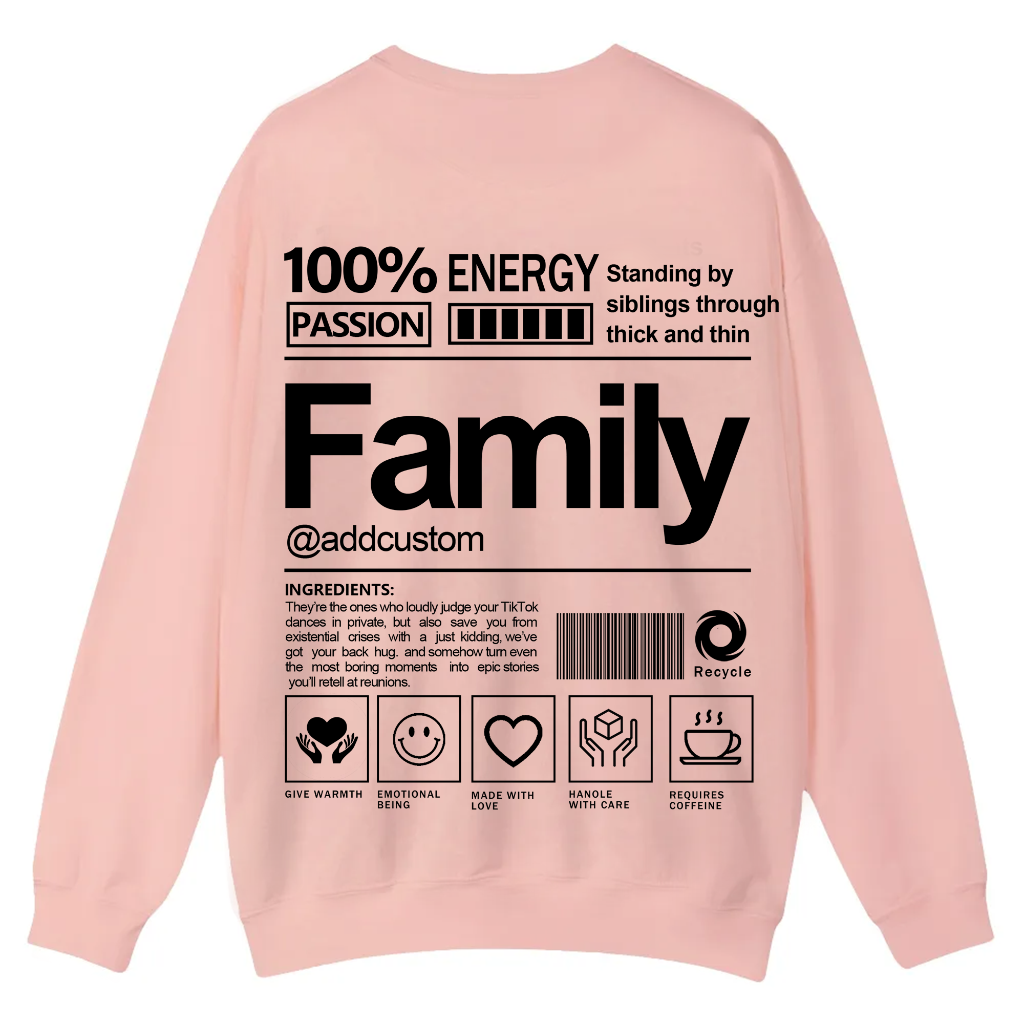 Family Addcustom Casual Crewneck Sweatshirt
