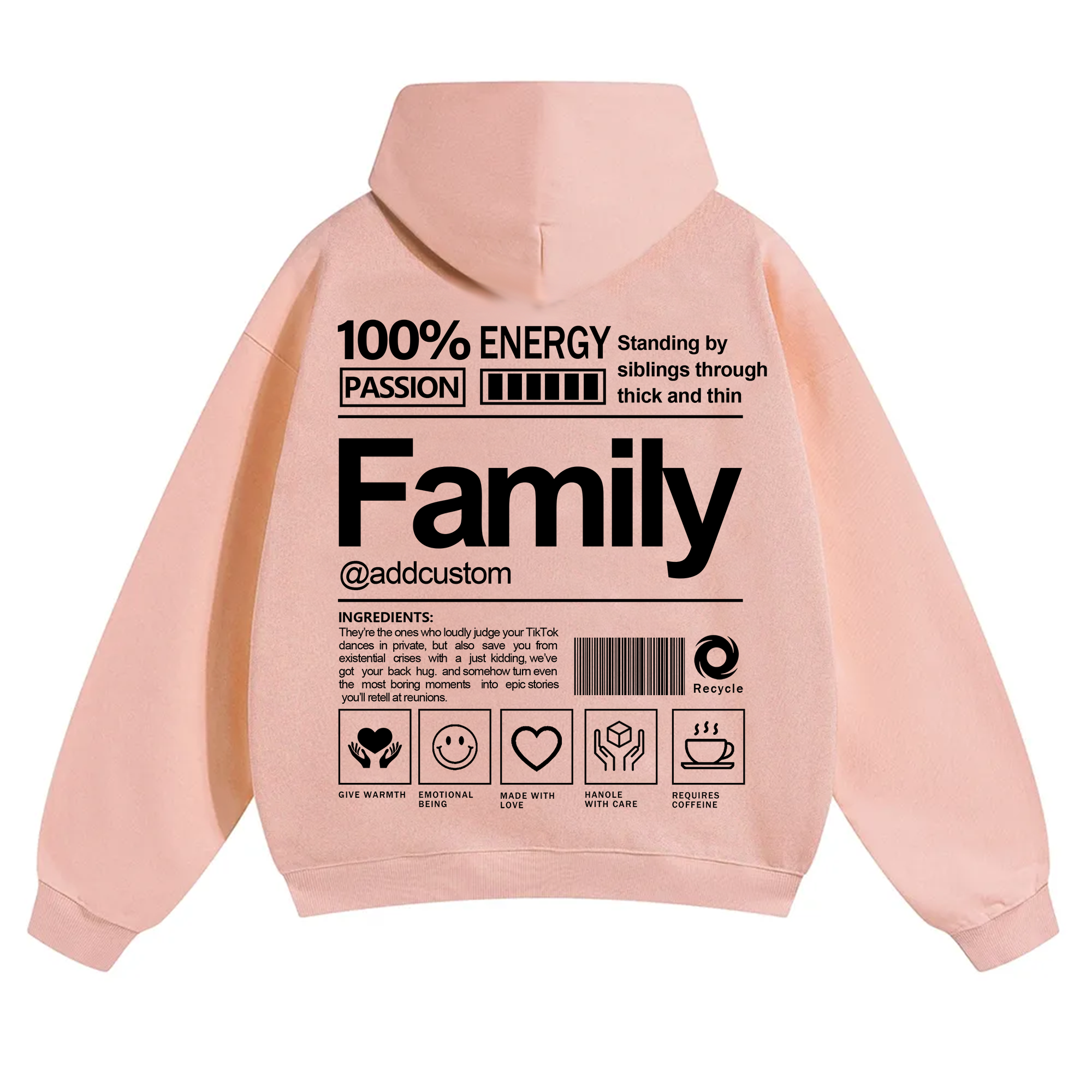 Family Addcustom Solid Color Hoodie