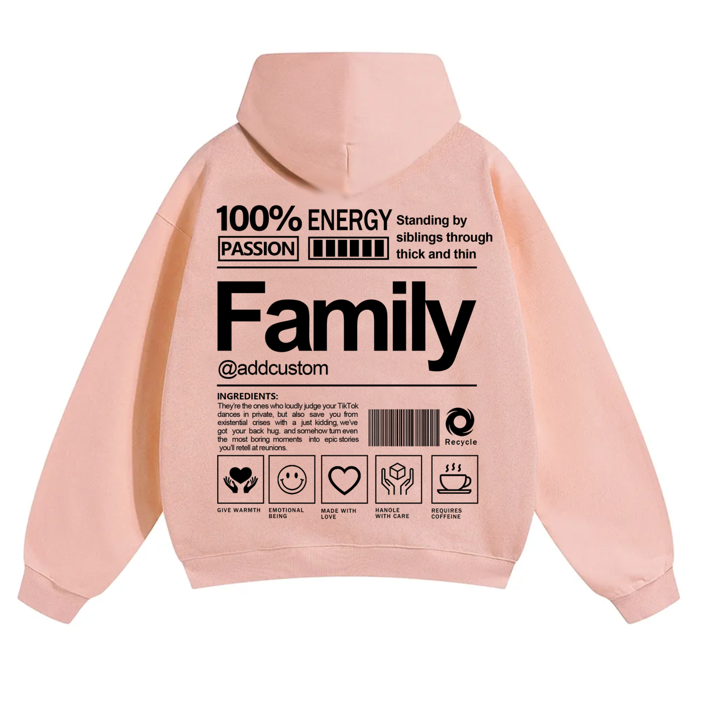 Family Addcustom Solid Color Hoodie