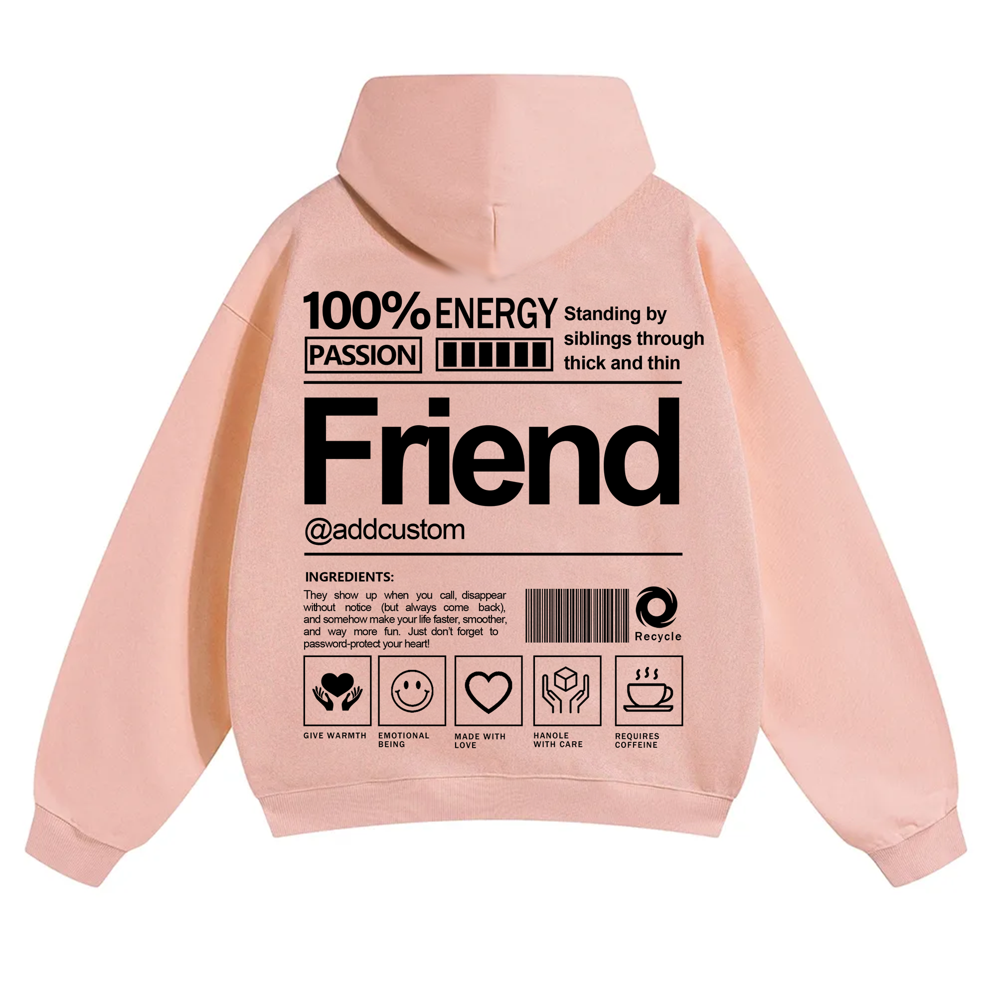 Friend Addcustom Solid Color Hoodie