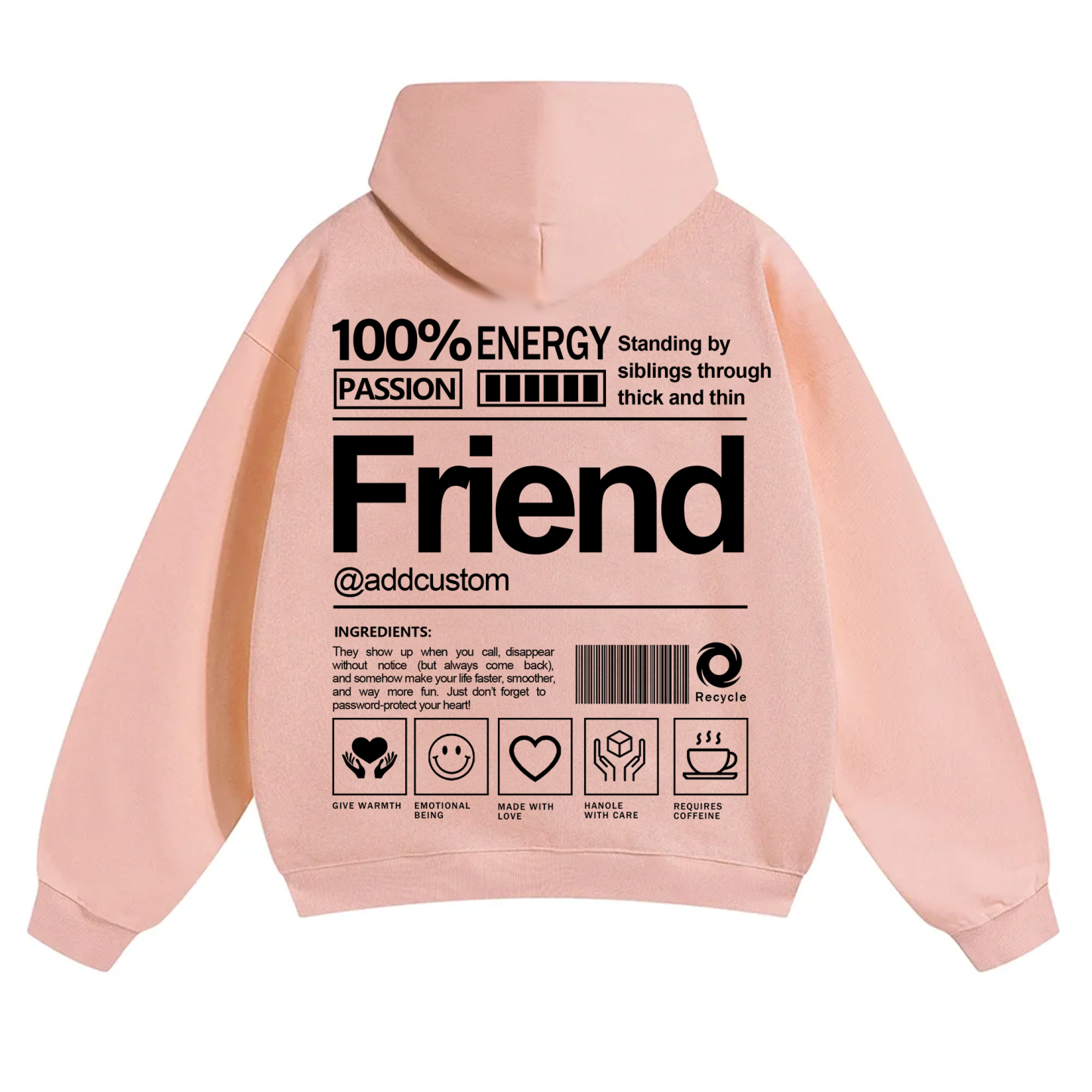 Friend Addcustom Solid Color Hoodie
