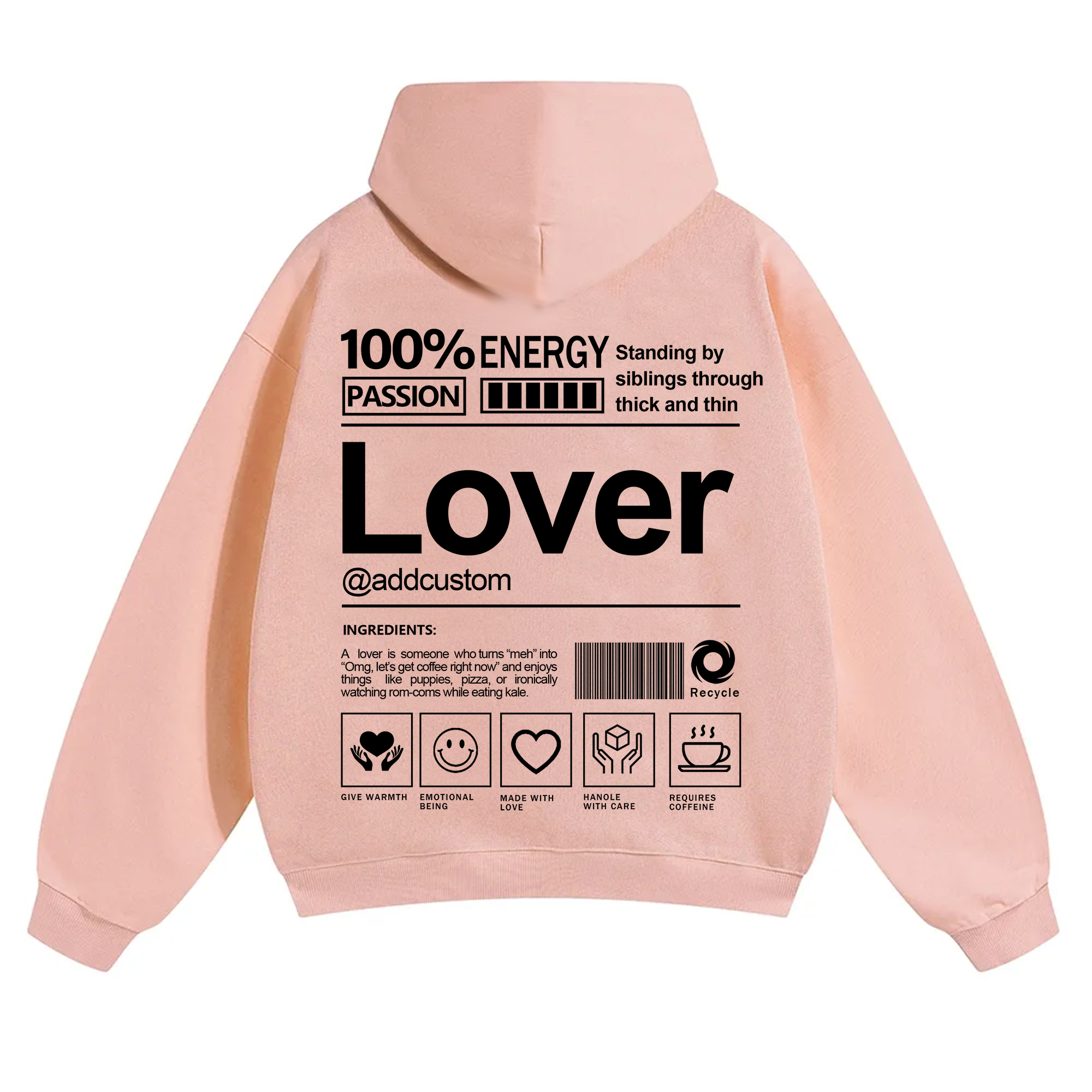 Lover Addcustom Solid Color Hoodie