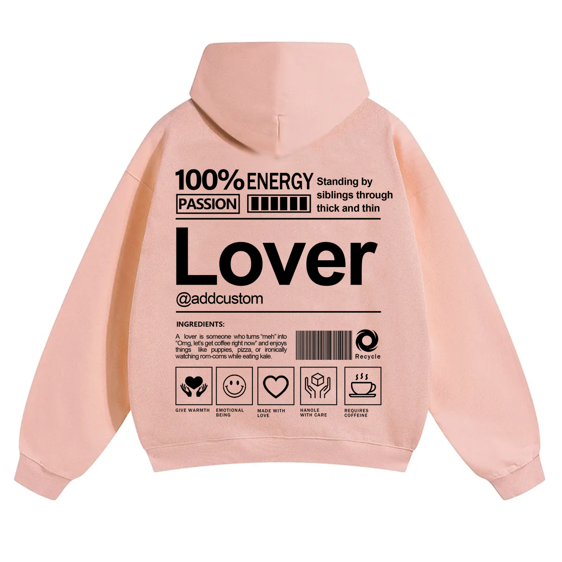 Lover Addcustom Solid Color Hoodie