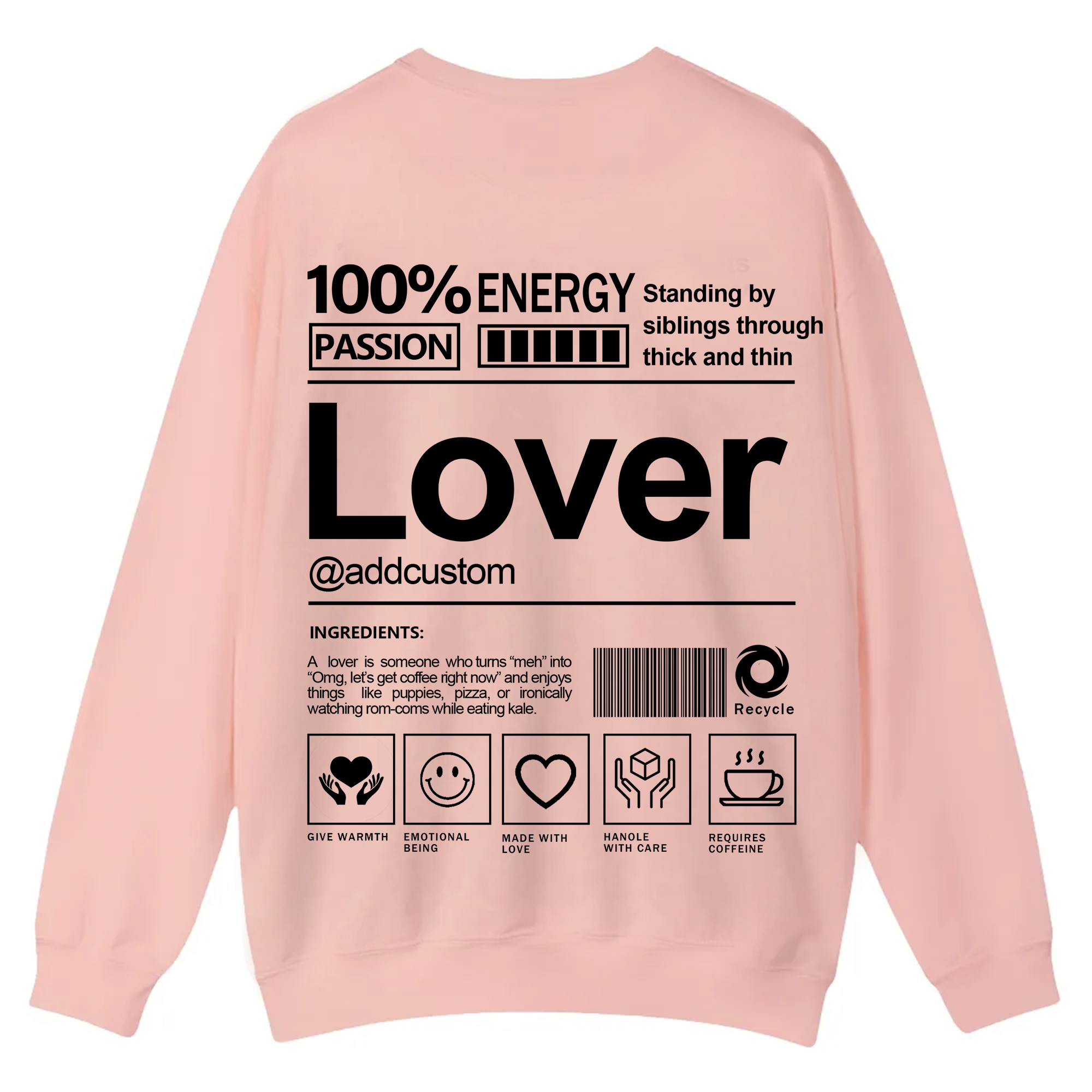 Lover Addcustom Casual Crewneck Sweatshirt