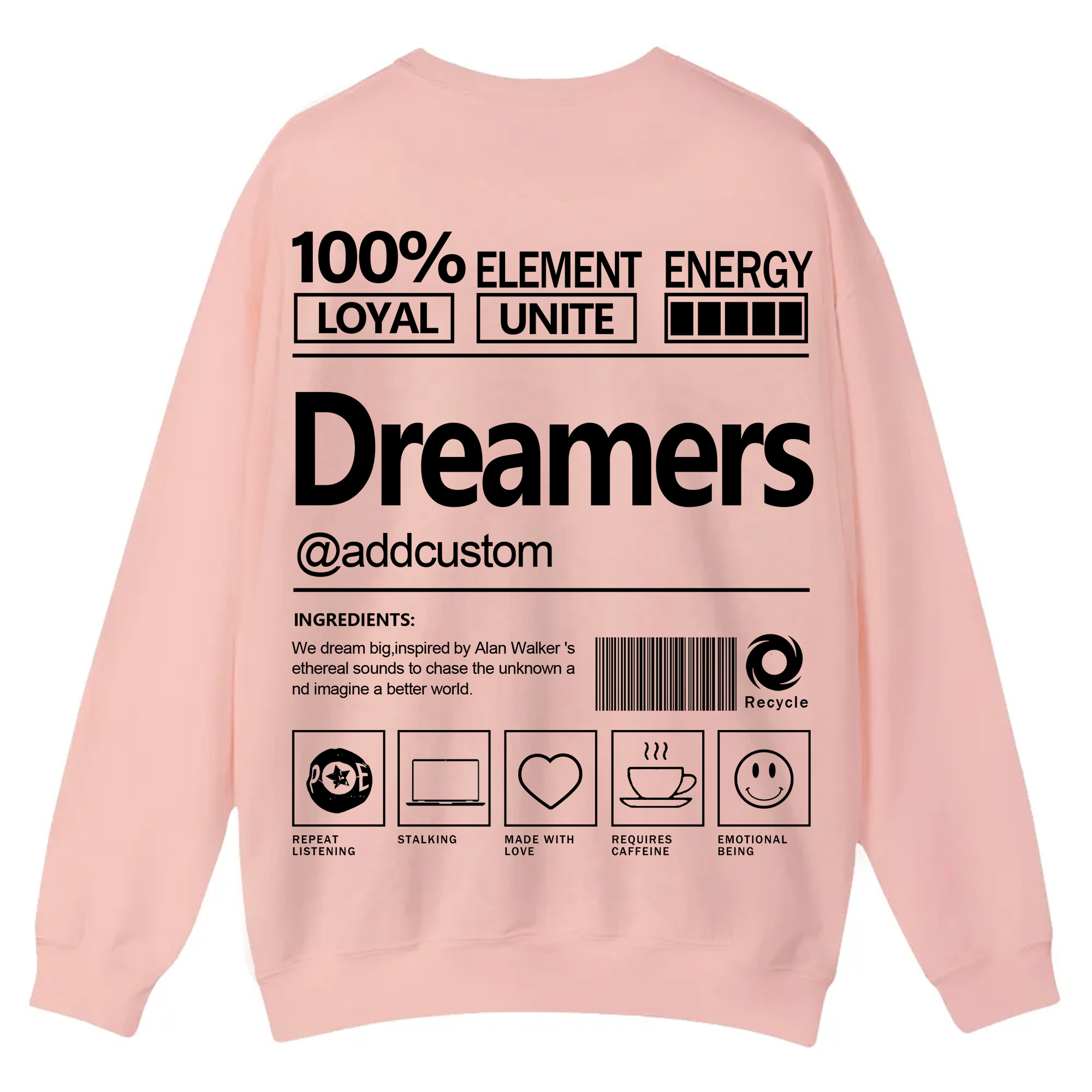 Dreamers Addcustom Unisex Fit Casual Crewneck Sweatshirt