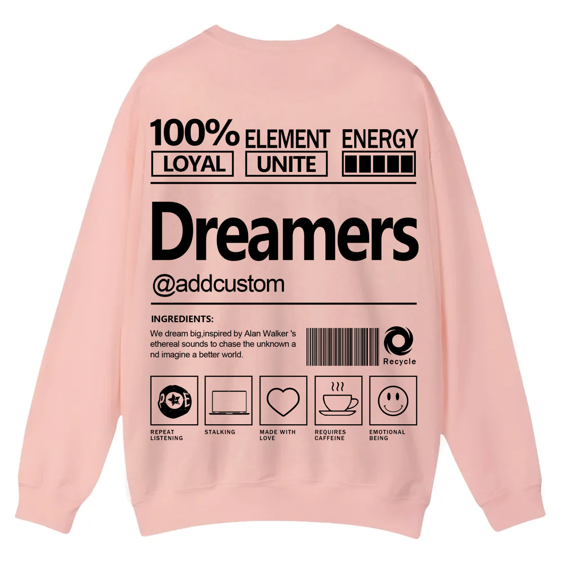 Dreamers Addcustom Unisex Fit Casual Crewneck Sweatshirt