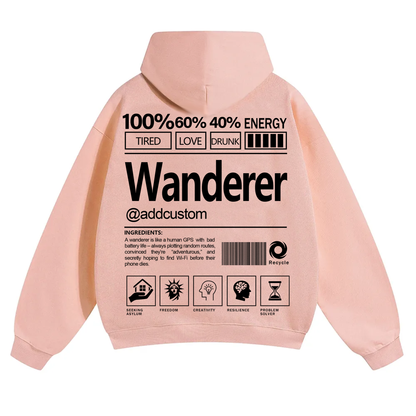 Wanderer Addcustom Unisex Fit Solid Color Hoodie