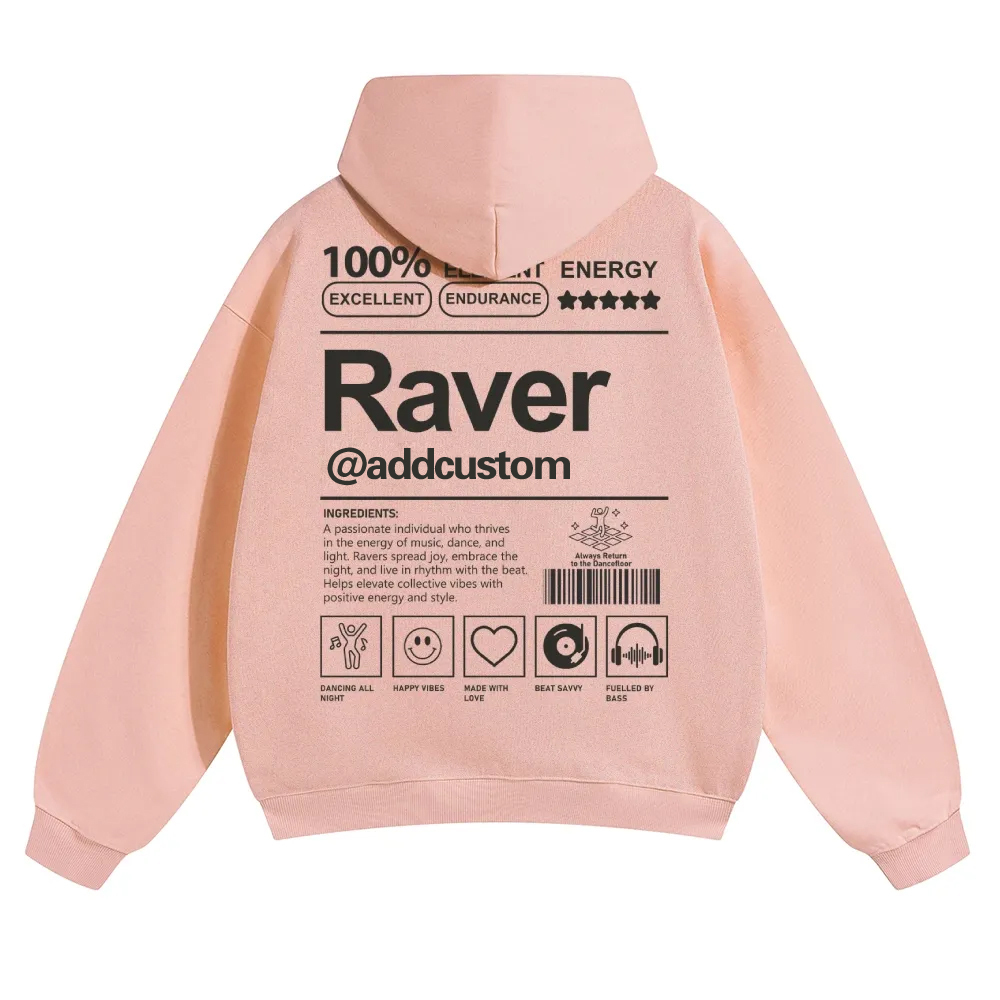 Addcustom Raver Solid Color Hoodie wearishow