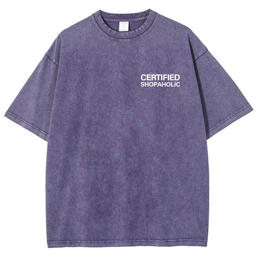 Certified Shopaholic Unisex Fit Washed T-Shirt