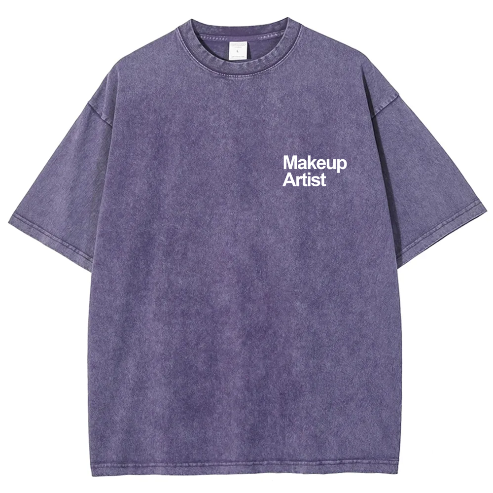 Wearishow Makeup Artist Addcustom QR Code Unisex Fit Washed T-Shirt