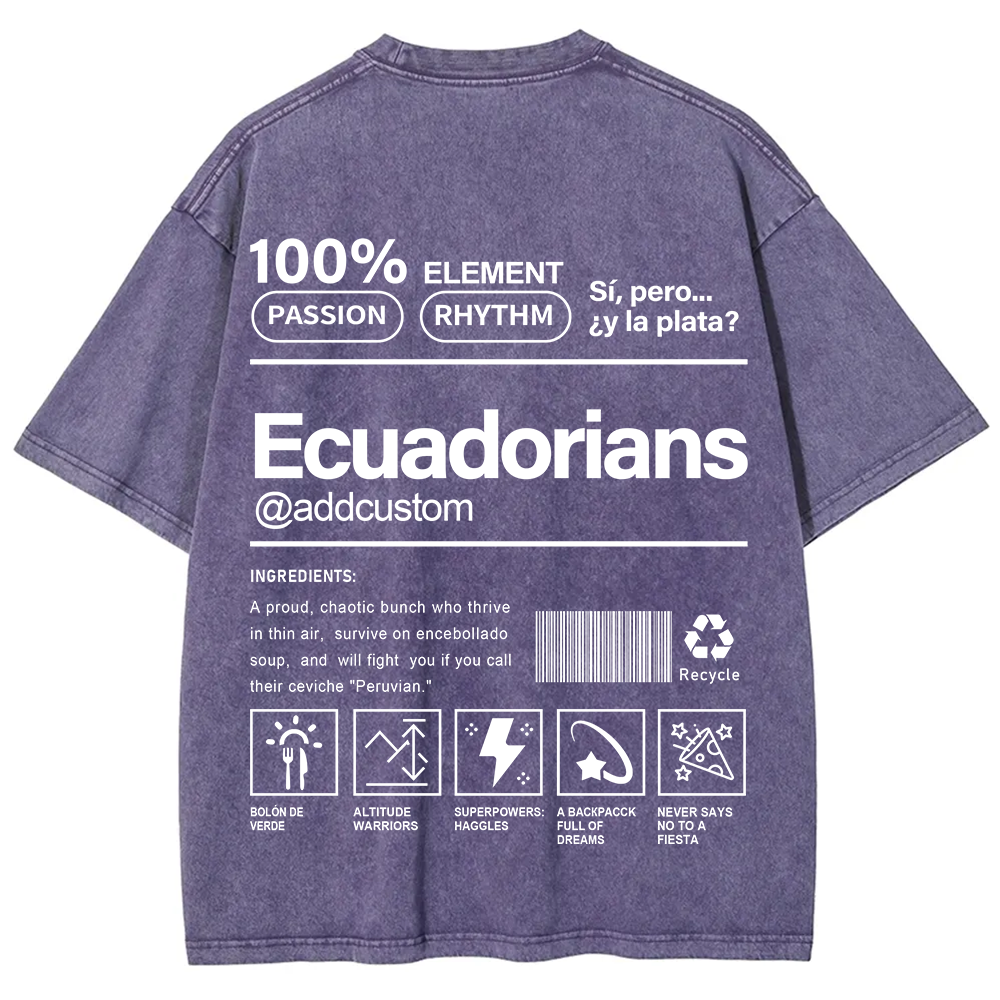 Ecuadorians Addcustom Unisex Fit  Washed T-Shirt
