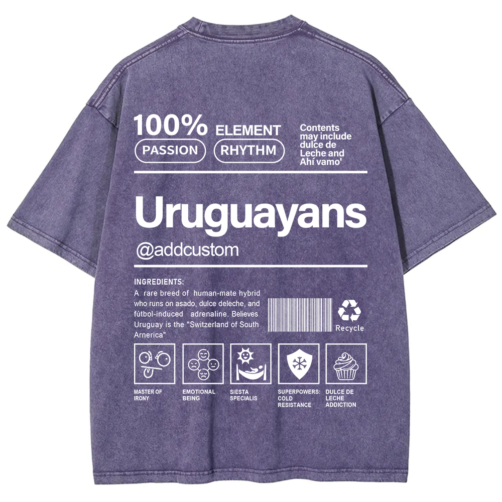 Uruguayans Addcustom Unisex Fit  Washed T-Shirt
