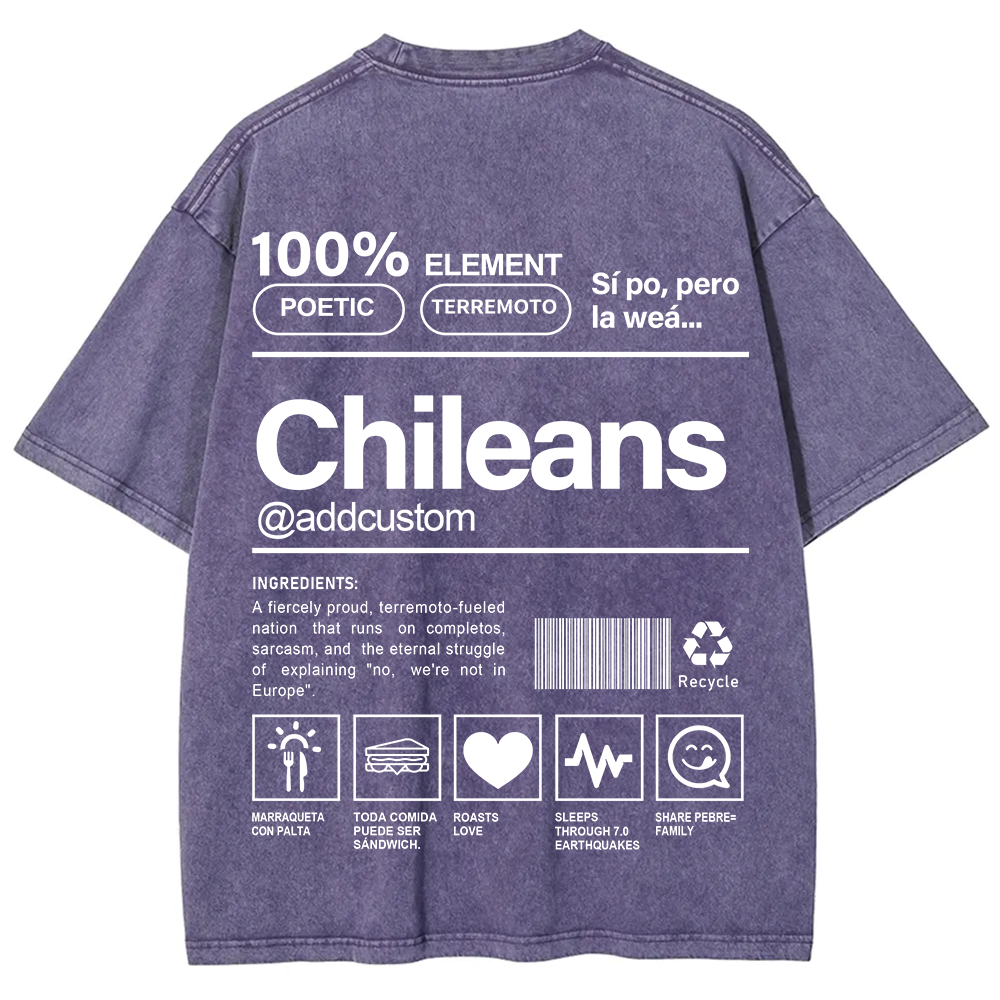 Chileans Addcustom Unisex Fit  Washed T-Shirt