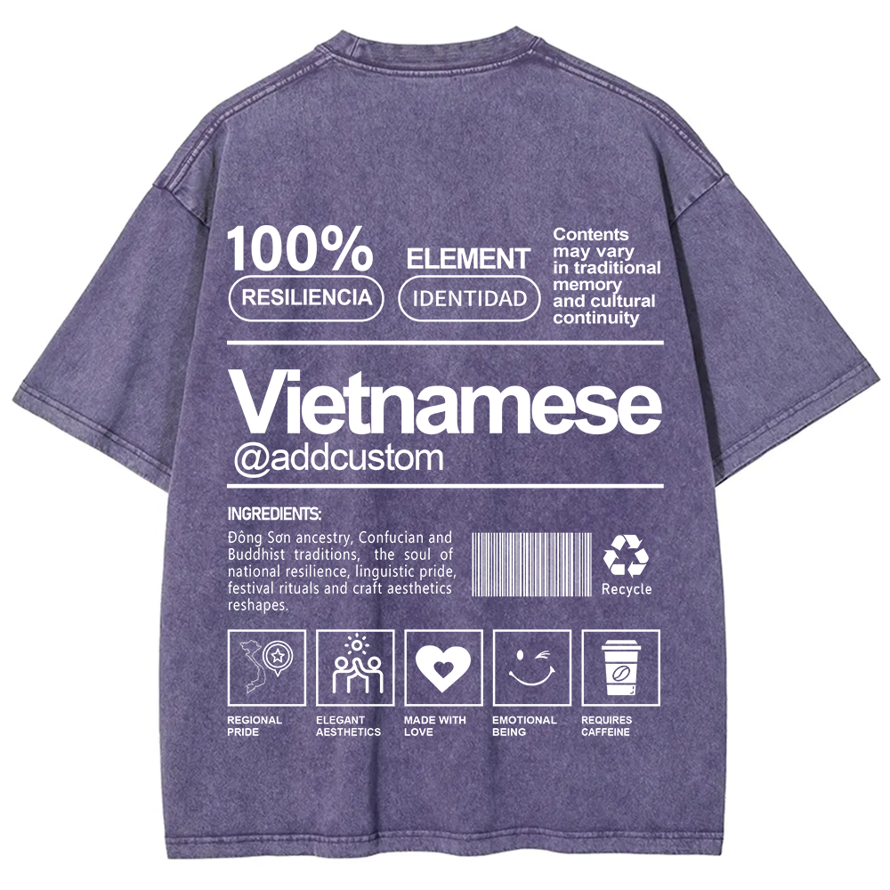 Vietnamese Addcustom Unisex Fit  Washed T-Shirt