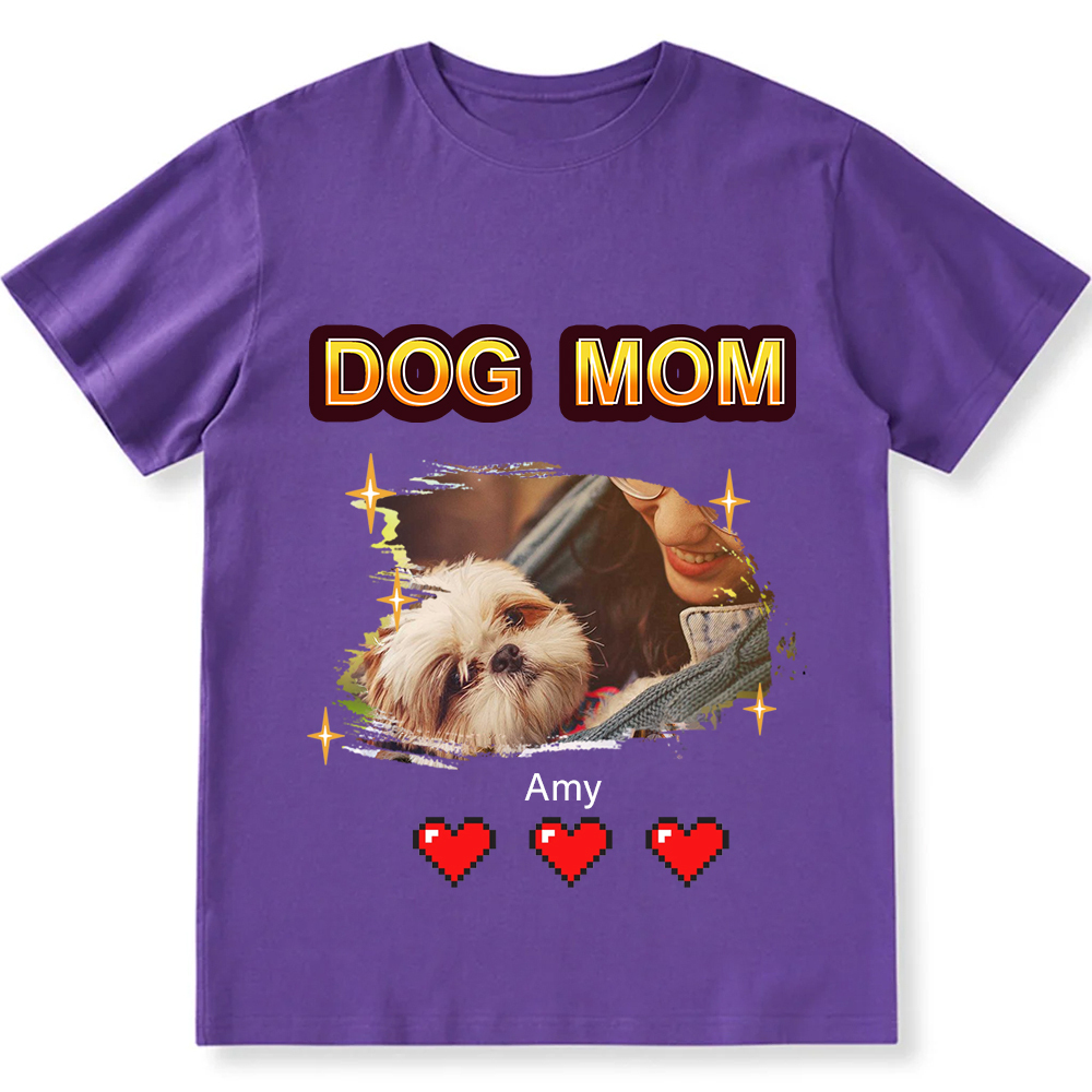 Dog Mom Pixel Photo - Personalized Custom Unisex Fit T-Shirt wearishow