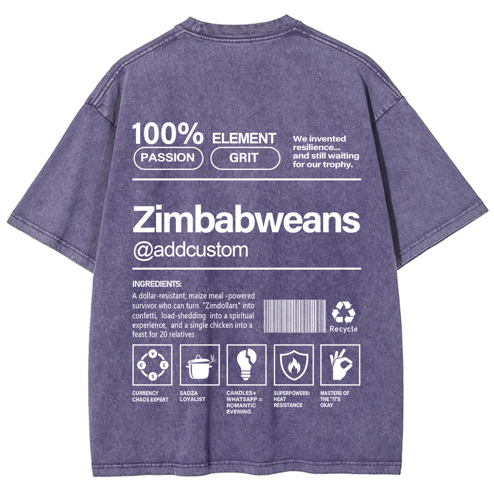 Zimbabweans Addcustom Unisex Fit  Washed T-Shirt