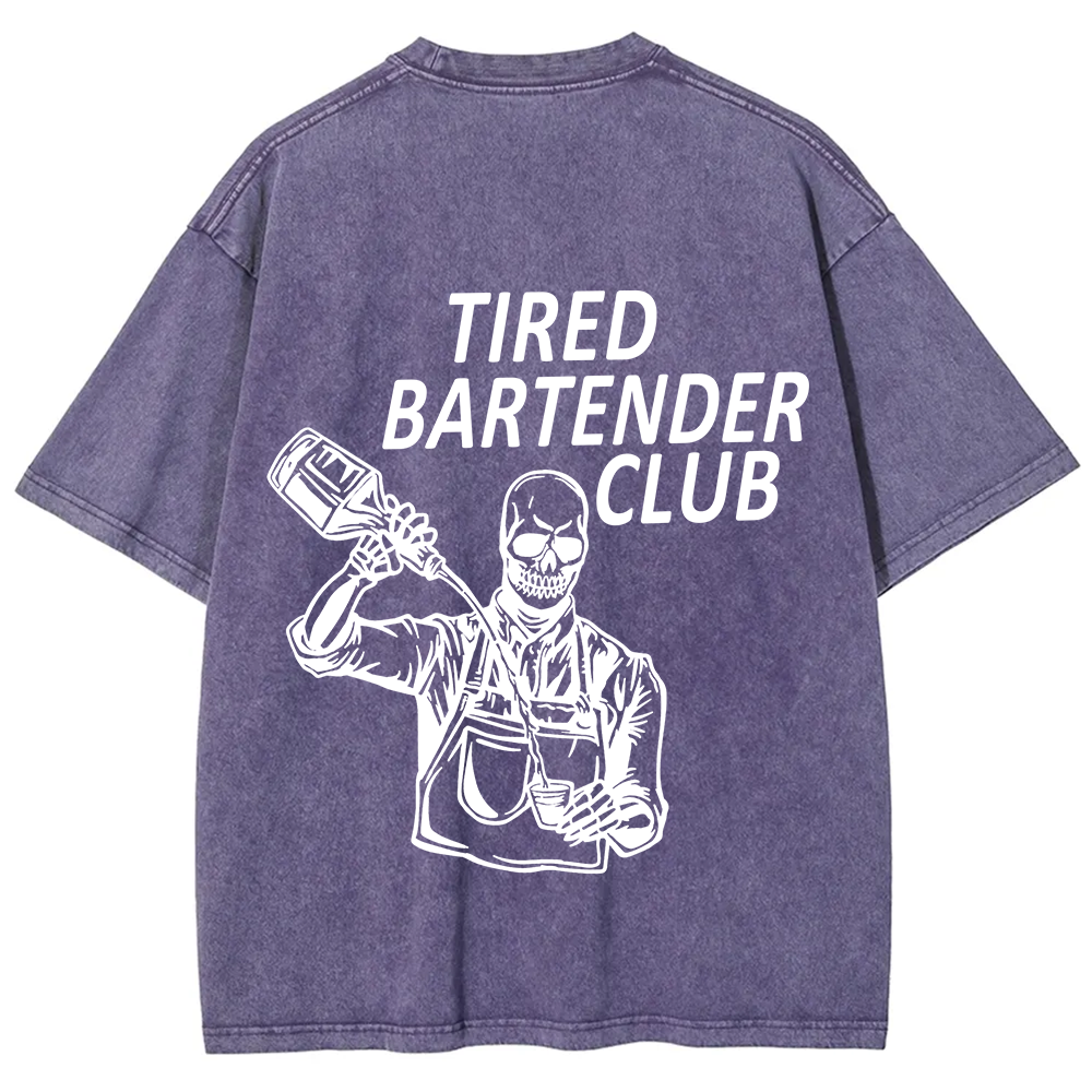 Tired Bartender Club Unisex Fit  Washed T-Shirt