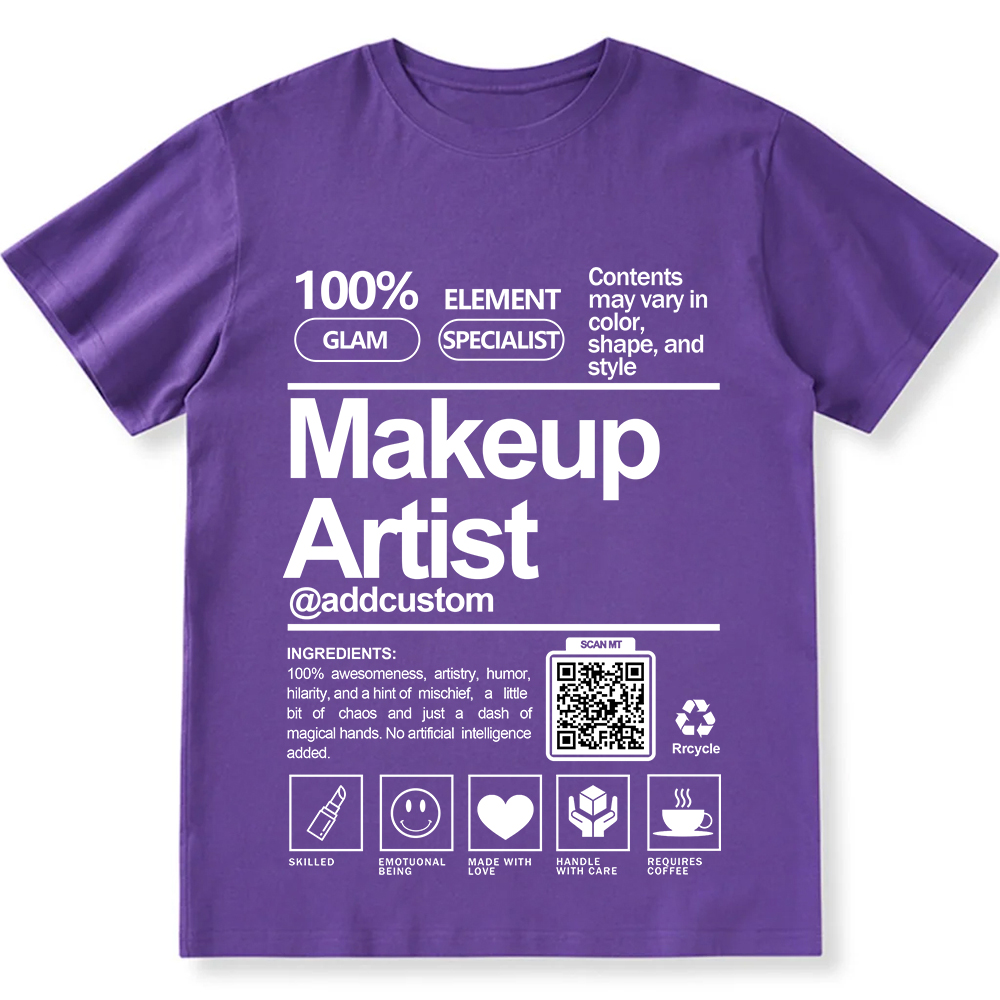 Makeup Artist  Addcustom QR Code Unisex Fit Cotton T-Shirt wearishow