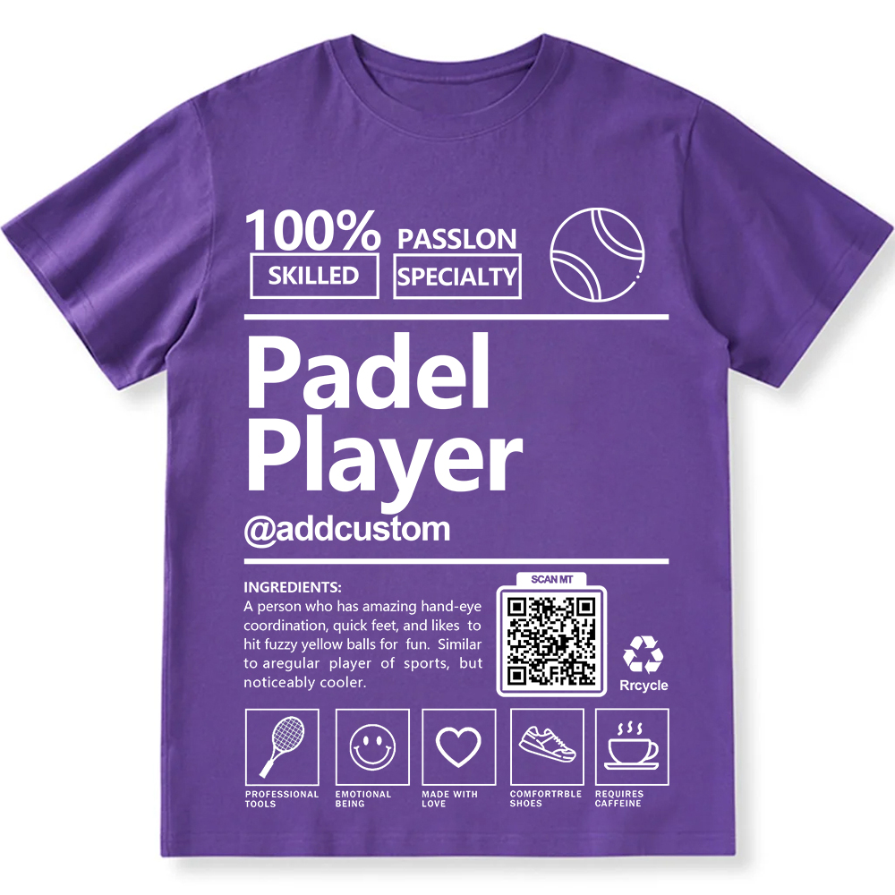 Padel Player Addcustom QR Code Unisex Fit Cotton T-Shirt wearishow