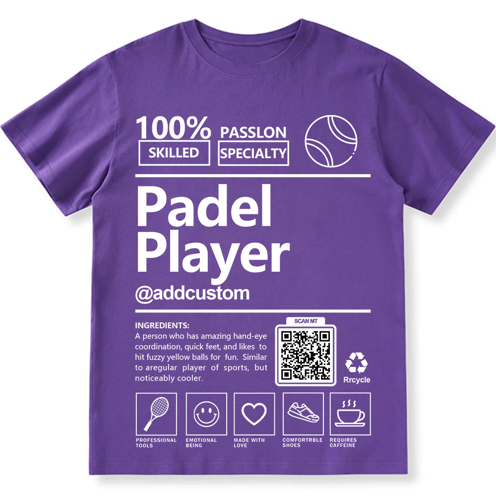 Padel Player Addcustom QR Code Unisex Fit Cotton T-Shirt wearishow