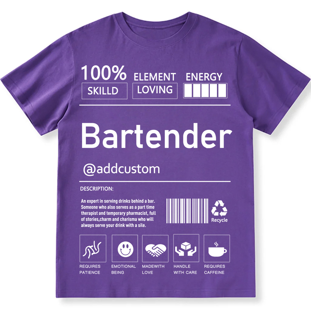 Bartender  Custom Unisex Fit Cotton T-Shirt wearishow