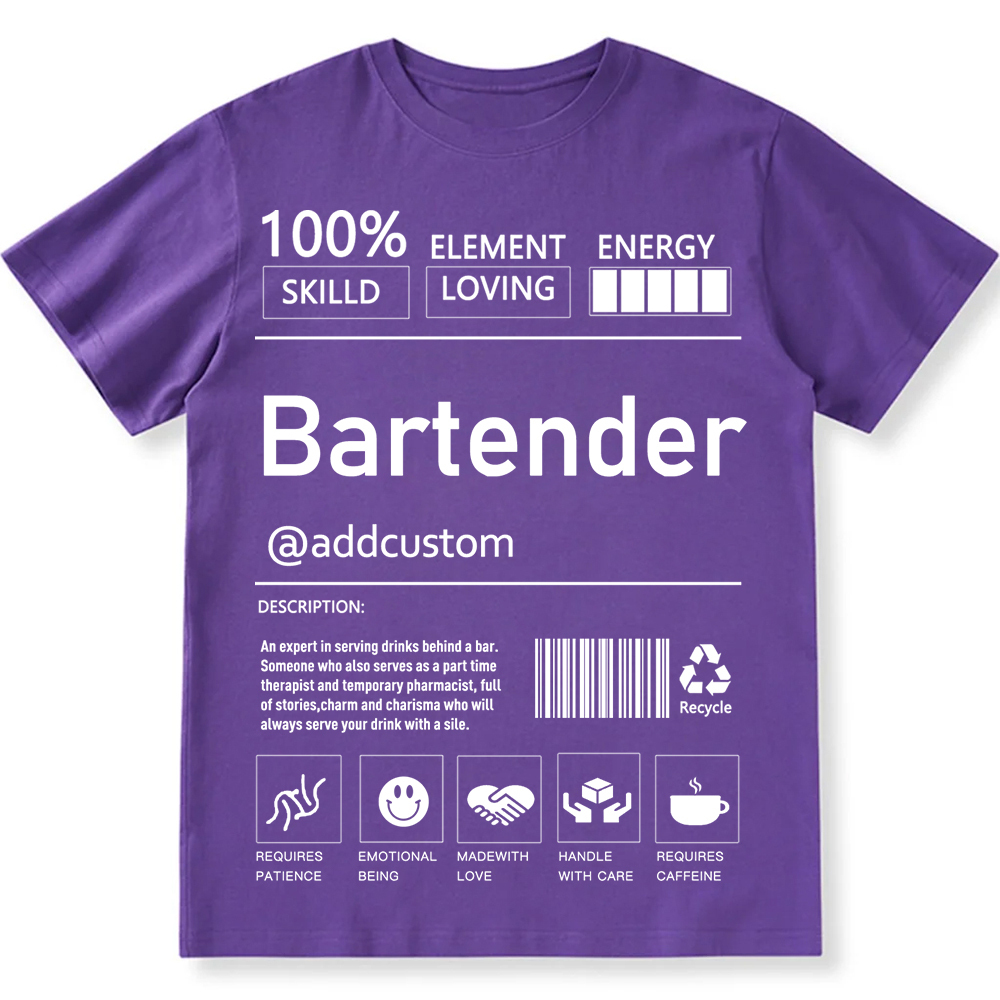 Bartender  Custom Unisex Fit Cotton T-Shirt wearishow