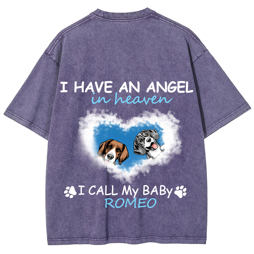 Have An Angel In Heaven - Personalized Custom Unisex Fit Washed T-Shirt wearishow
