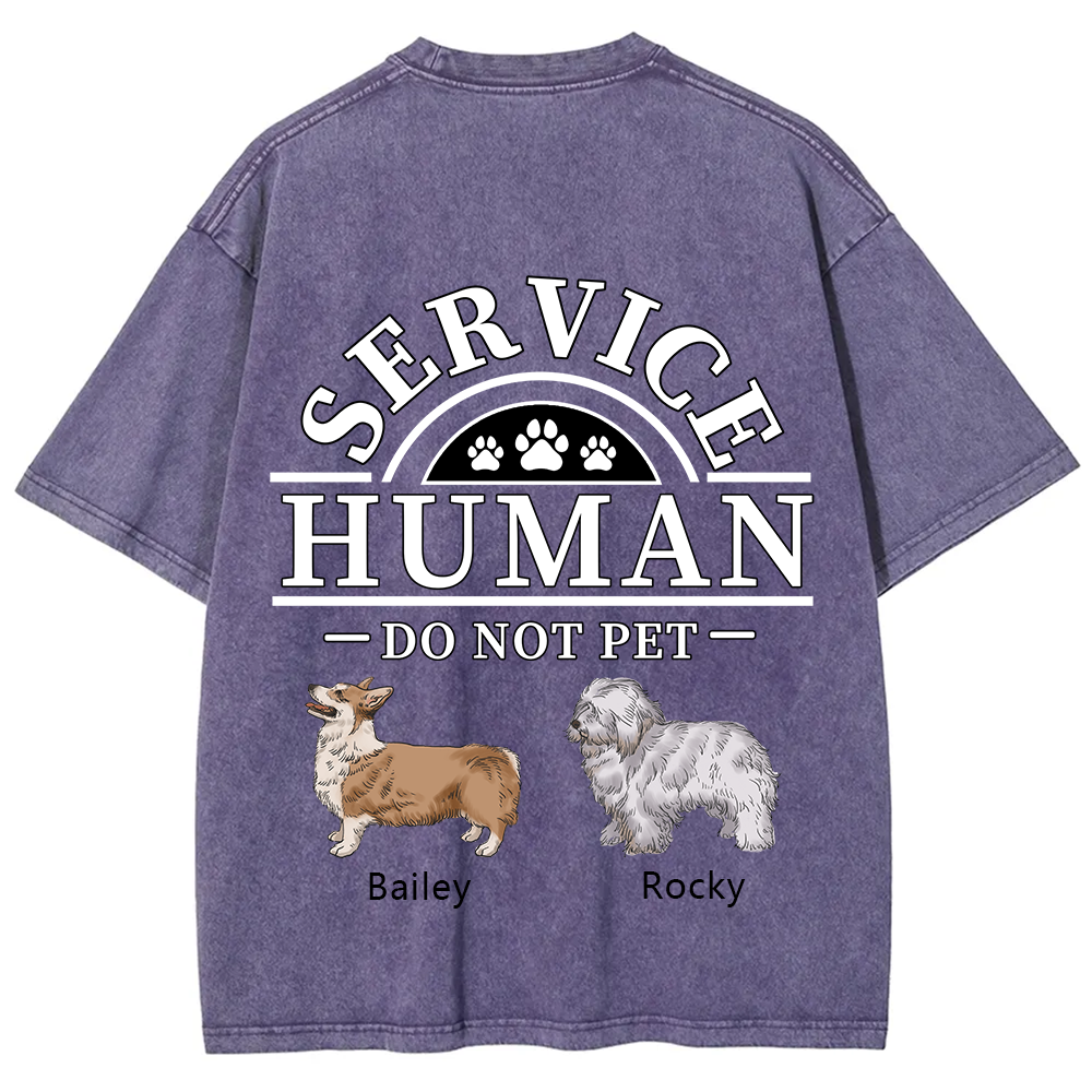Service Human, Do Not Pet 2 - Personalized Custom Unisex Fit Washed T-Shirt wearishow