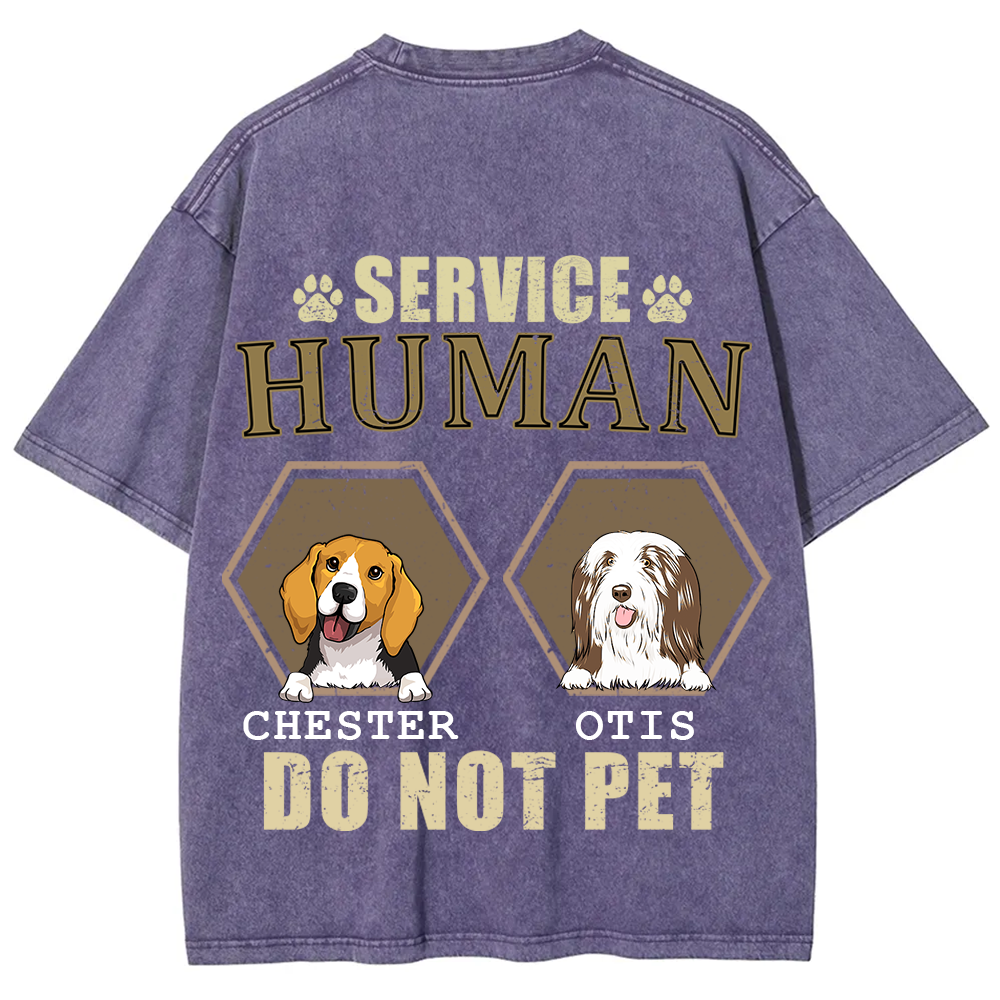 Service Human, Do Not Pet 4 - Personalized Custom Unisex Fit Washed T-Shirt wearishow