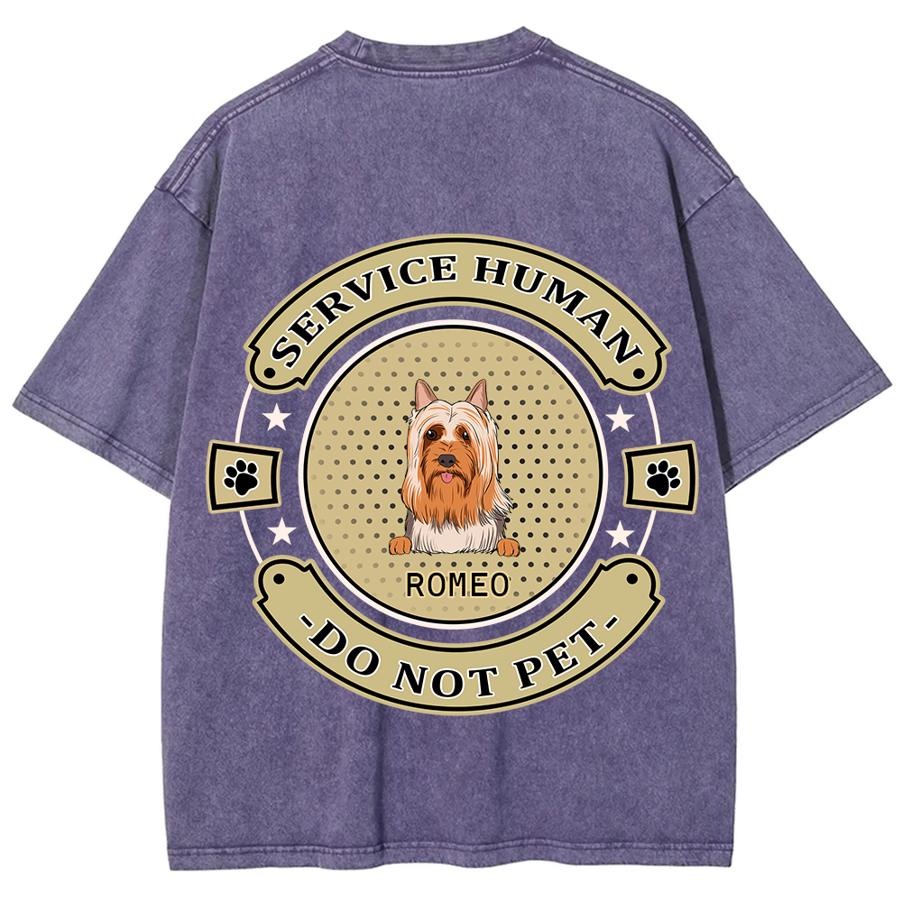 Service Human, Do Not Pet 14- Personalized Custom Unisex Fit Washed T-Shirt wearishow
