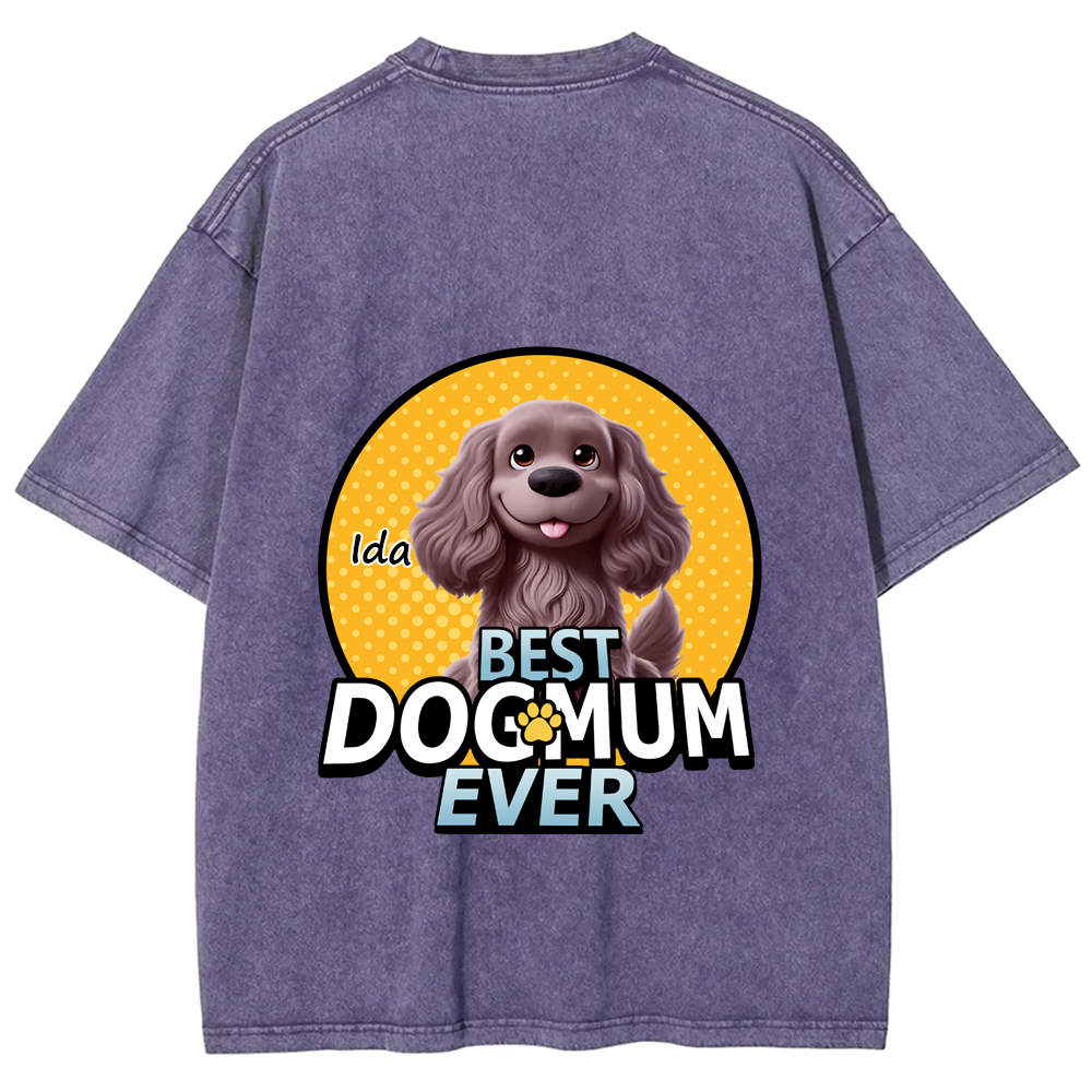 Best Dog Mom For Furry Kid - Personalized Custom Unisex Fit Washed T-Shirt wearishow