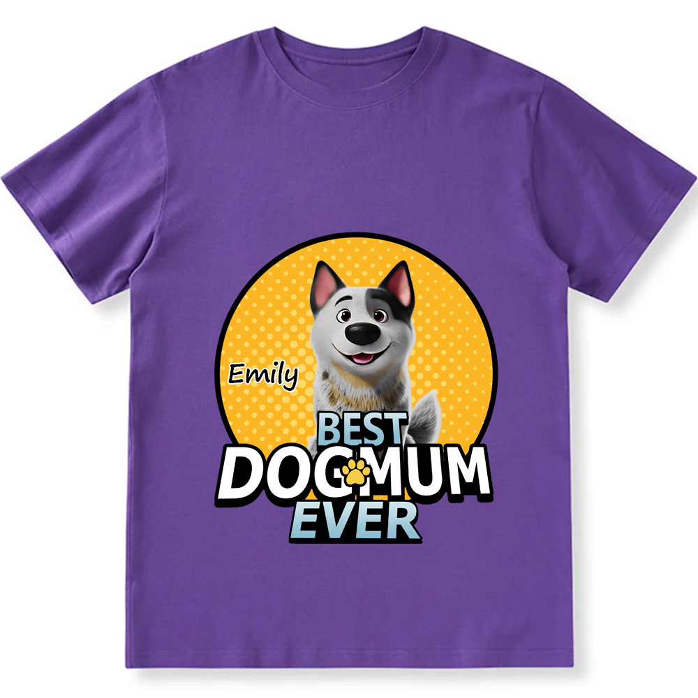 Best Dog Mom For Furry Kid- Personalized Custom Unisex Fit Cotton T-Shirt wearishow