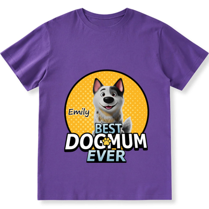 Best Dog Mom For Furry Kid- Personalized Custom Unisex Fit Cotton T-Shirt wearishow