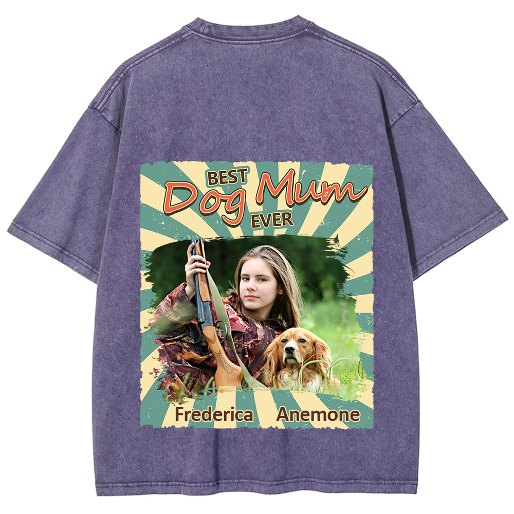 Retro Funny Dog Shirt Photo- Personalized Custom Unisex Fit Washed T-Shirt wearishow