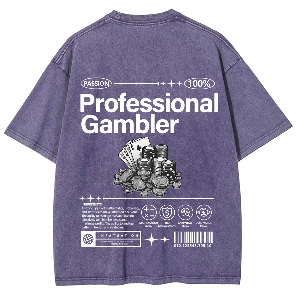Professional Gambler Unisex Fit Washed T-Shirt