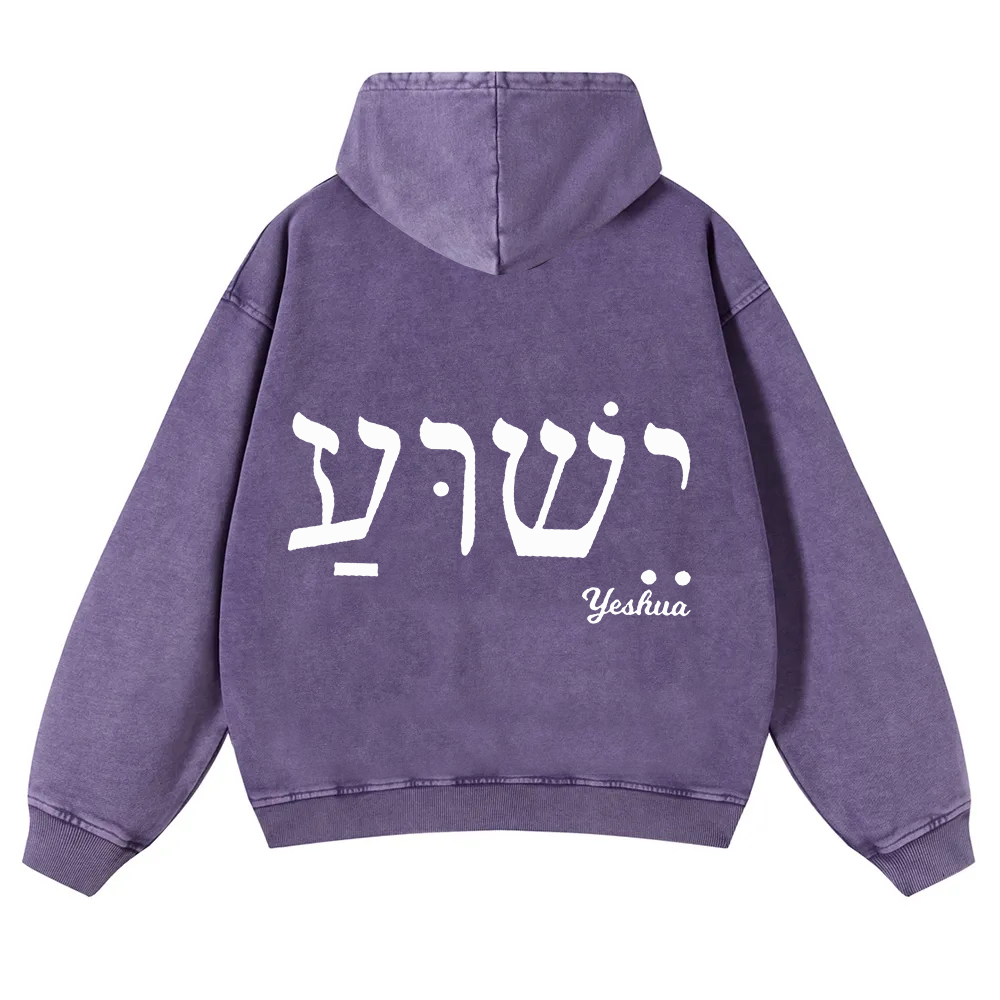 Yahweh Elohim Hebrew Yeshua Washed Hoodie wearishow