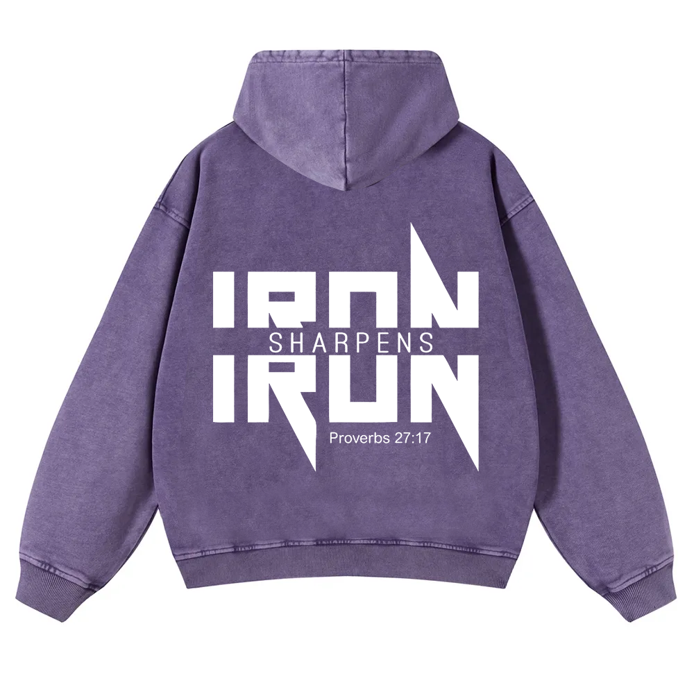 Iron Sharpens Iron Christian Washed Hoodie wearishow