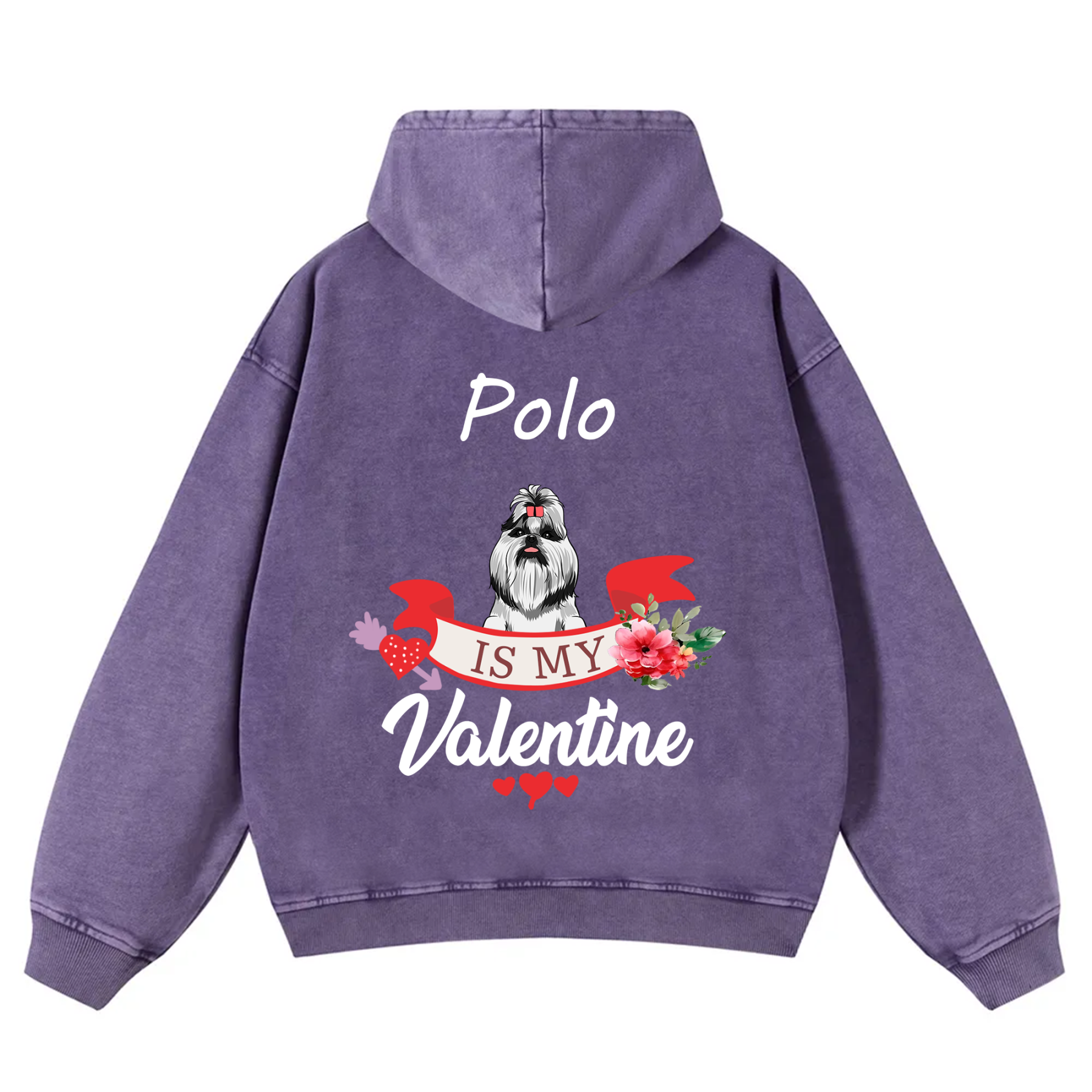 My Dog Is My Valentine Lover - Personalized Custom Unisex Washed Hoodie