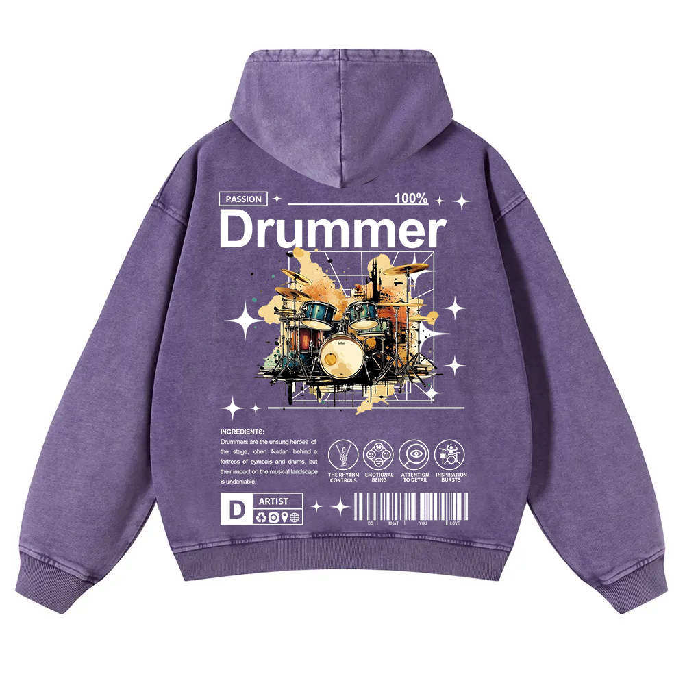 Drummer Washed Hoodie wearishow