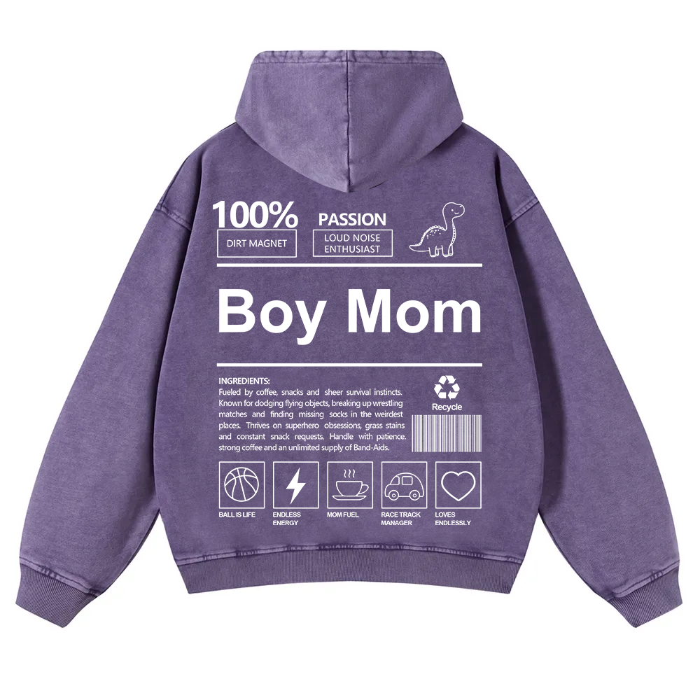 Boy Mom Washed Hoodie wearishow