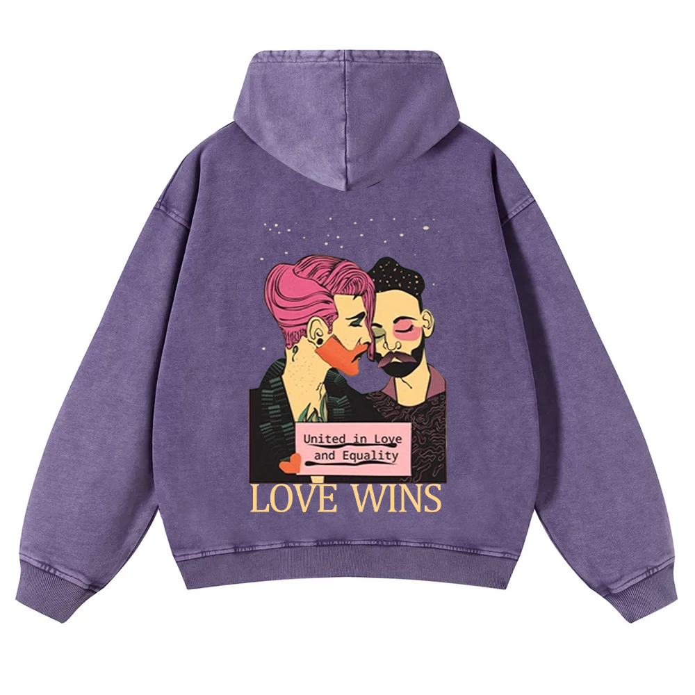 United in Love and Equality Love Wins Washed Hoodie wearishow
