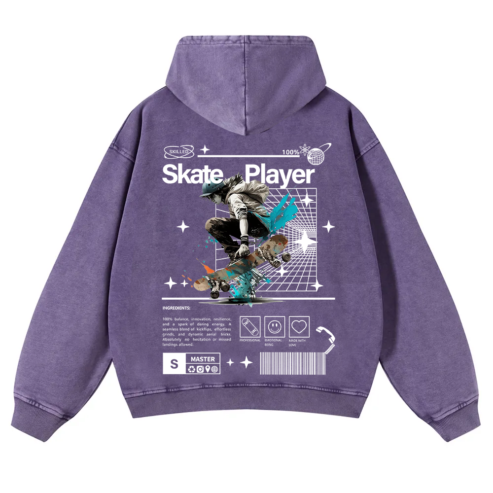 Skate Player  Washed Hoodie wearishow