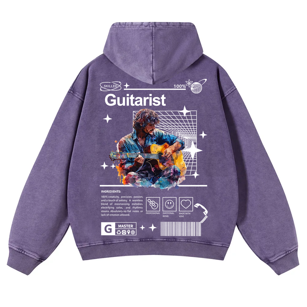 Guitarist Washed Hoodie wearishow