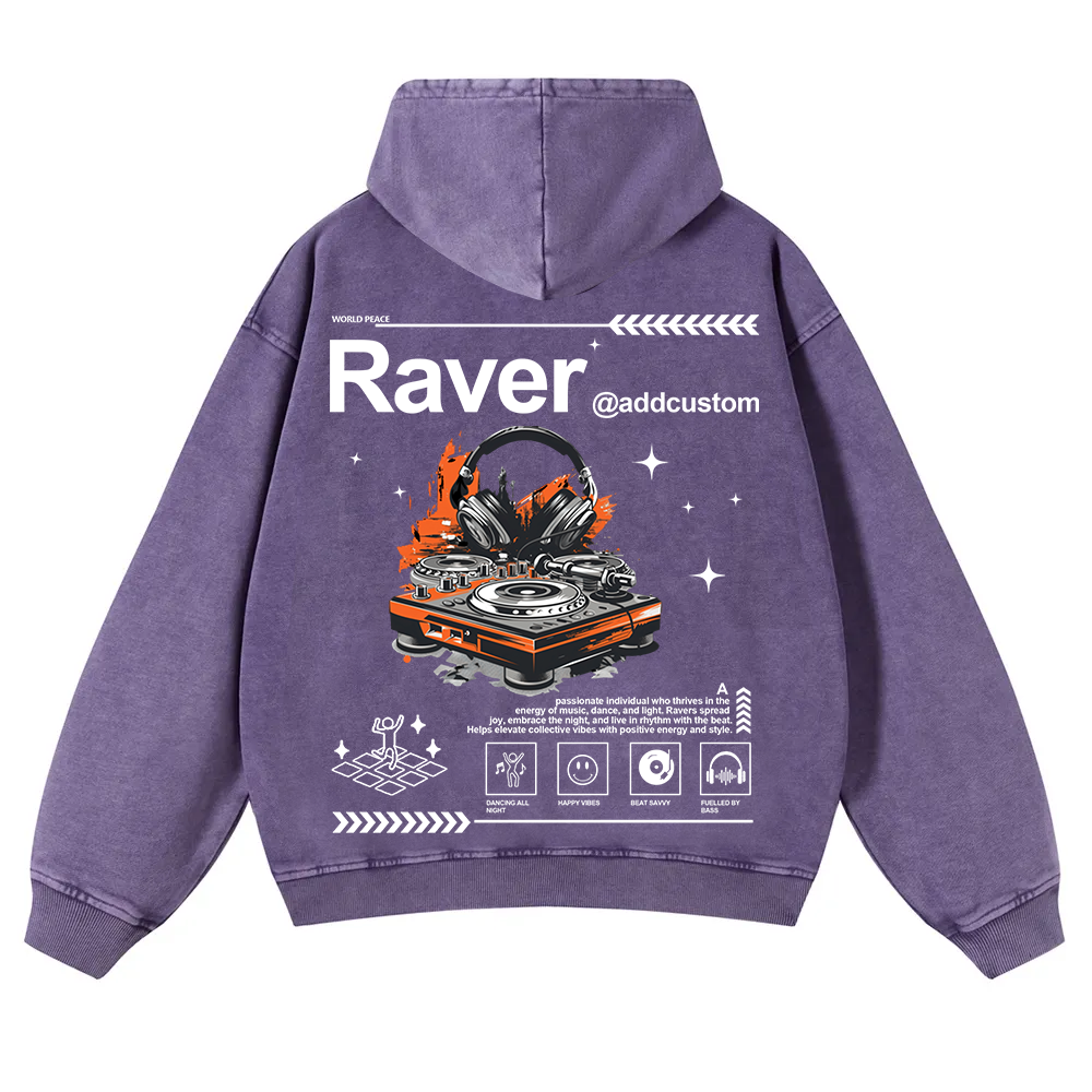 Addcustom Raver Washed Hoodie wearishow