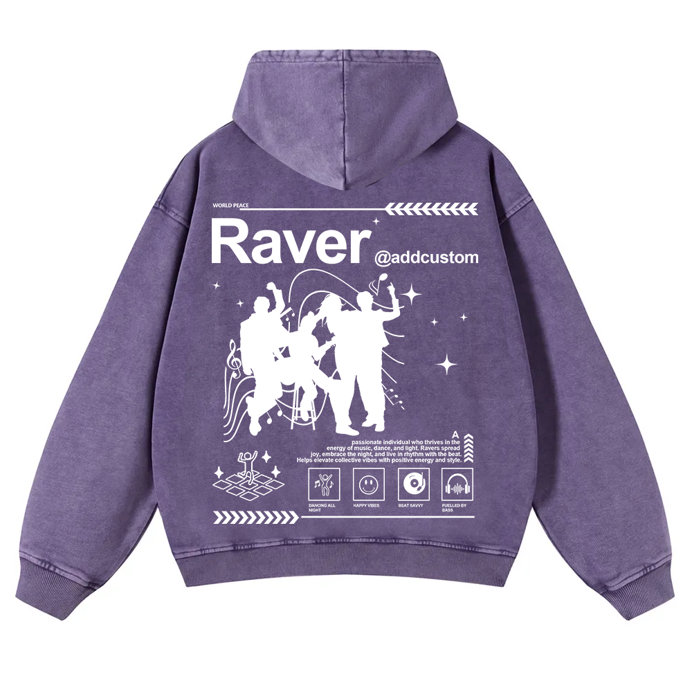 Addcustom Raver Washed Hoodie wearishow
